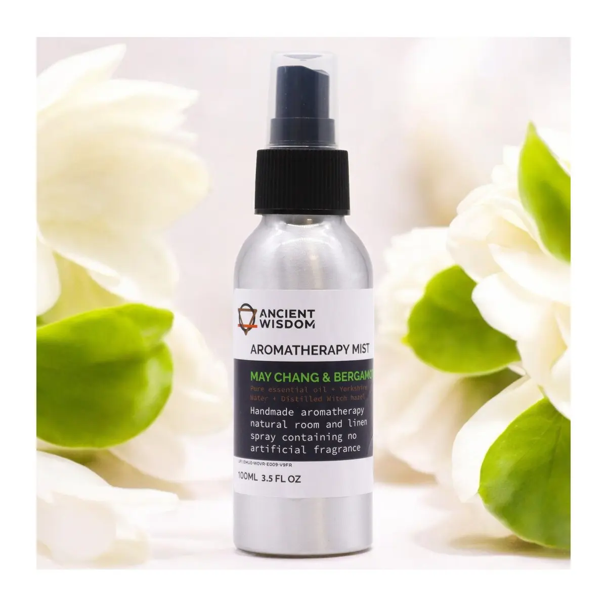 A 100 ml spray bottle of May Chang and bergamot essential oil mist