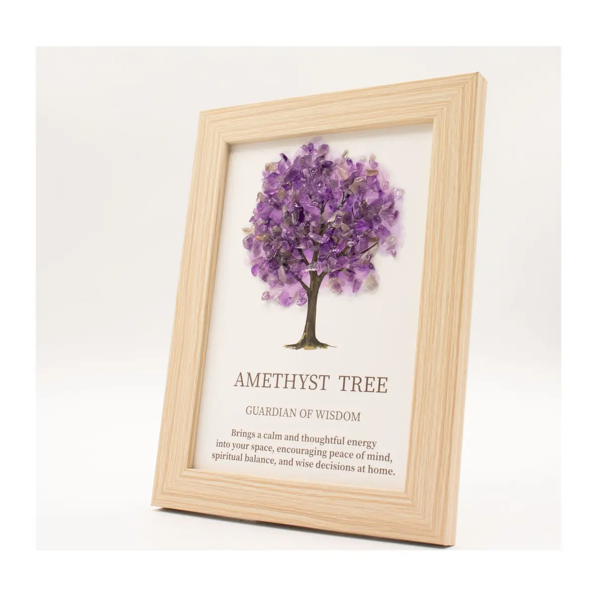 Framed Tree of Life picture with amethyst gemstone chips forming the canopy