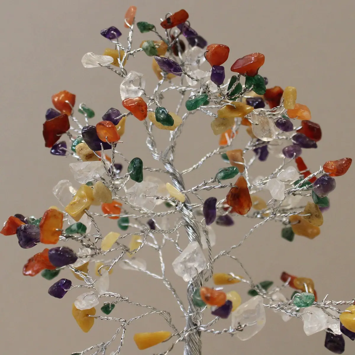 Multi gemstone tree on an orgonite base