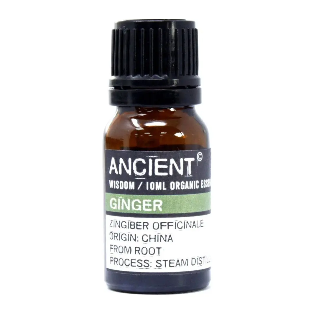 Bottle of ginger organic essential oil