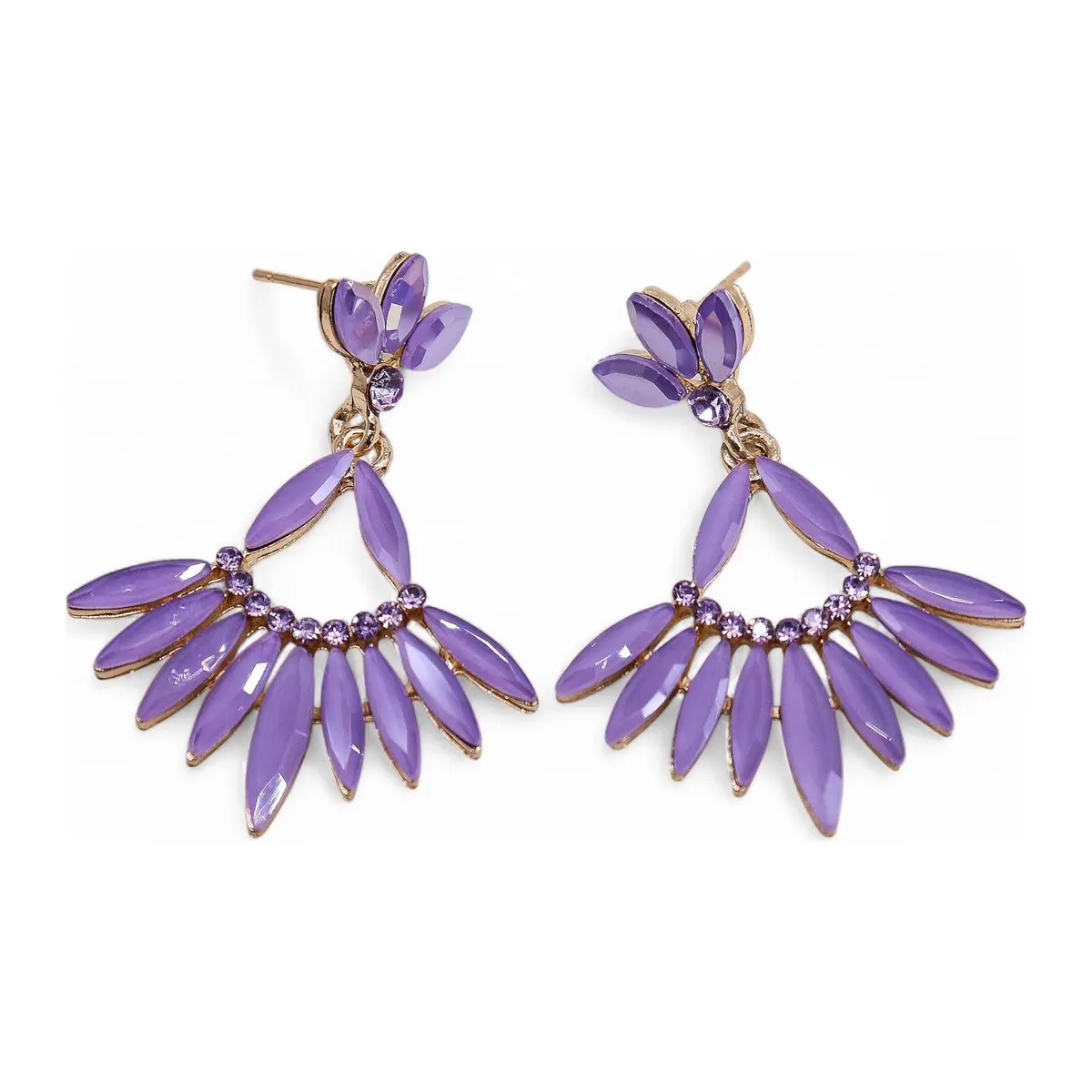 Lavender vintage glass long drop earrings