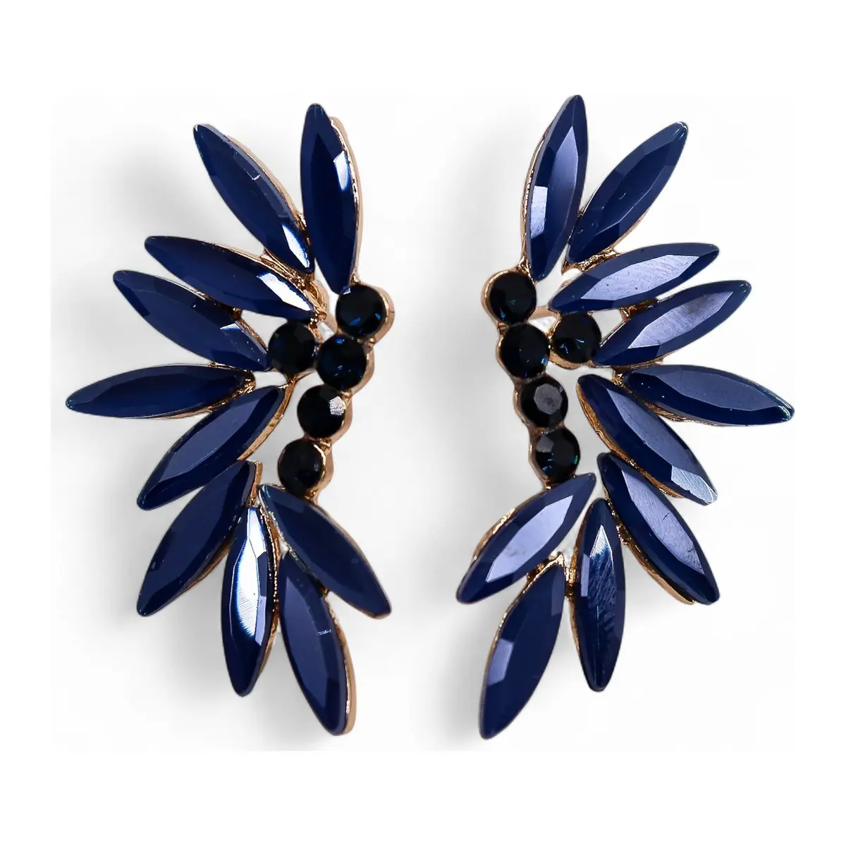 Royal blue vintage glass fairy earrings in stainless steel