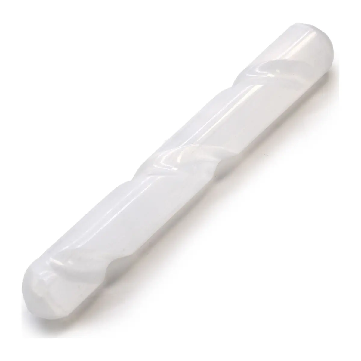 Milky white spiral selenite wand with rounded ends
