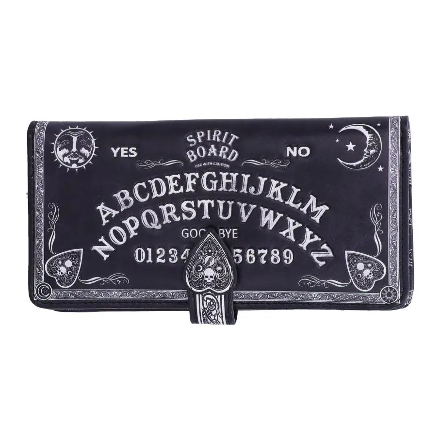 Black embossed purse with a spirit board design