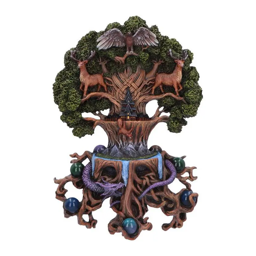 Yggdrasil wall plaque showing the World Tree with stags, an eagle and a dragon